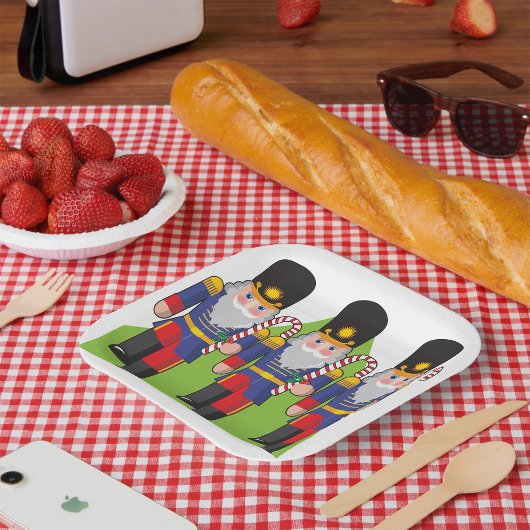 Feestelijke Notenkraker Soldiers met Candy Canes Papieren Bordje