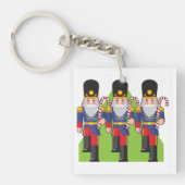 Feestelijke Notenkraker Soldiers met Candy Canes Sleutelhanger (Voorkant)