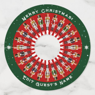 Feestelijke Notenkraker Speelgoed Soldiers Wijnglaslabel