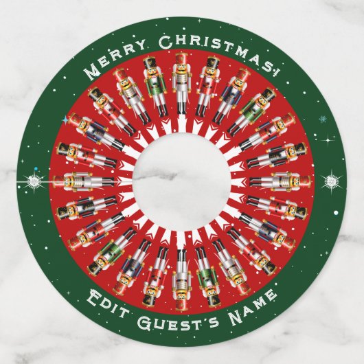 Feestelijke Notenkraker Speelgoed Soldiers Wijnglaslabel (Voorkant)