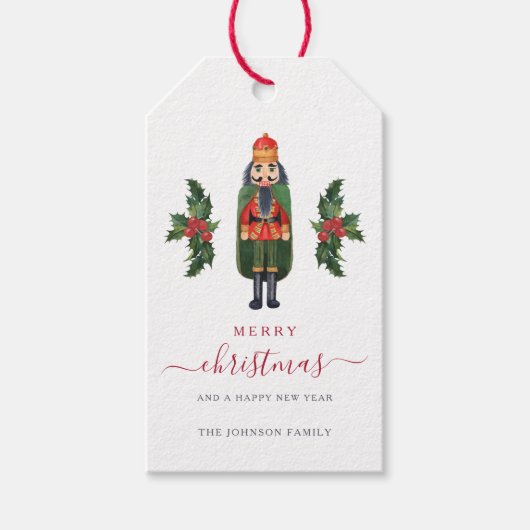 Feestelijke Notenkraker Vrolijk Kerstfeest Cadeaulabel (Voorkant)