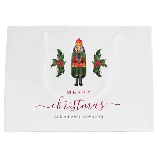 Feestelijke Notenkraker Vrolijk Kerstfeest Groot Cadeauzakje (Voorkant)