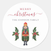 Feestelijke Notenkraker Vrolijk Kerstfeest Ronde Sticker (Voorkant)
