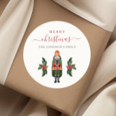 Feestelijke Notenkraker Vrolijk Kerstfeest Ronde Sticker