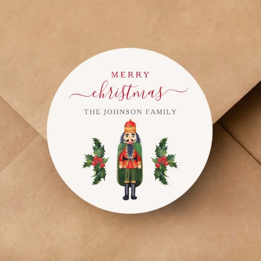 Feestelijke Notenkraker Vrolijk Kerstfeest Ronde Sticker