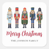 Feestelijke Notenkraker Vrolijk Kerstfeest Vierkante Sticker (Voorkant)