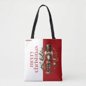 Feestelijke Notenkraker Vrolijke Kersttypografie Tote Bag (Voorkant)