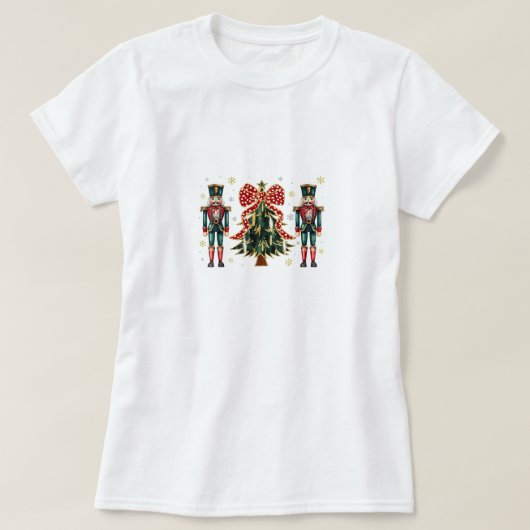 Feestelijke notenkrakers en kerstboomontwerp t-shirt (Design voorkant)