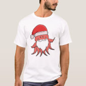 Feestelijke Octopus Kerstman Ontwerp T-shirt (Voorkant)
