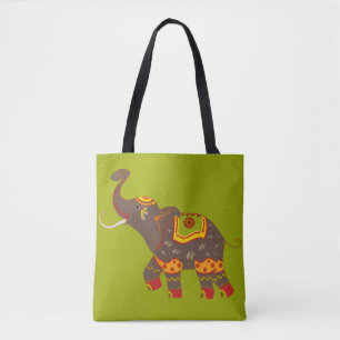 Feestelijke Olifant Groen Tote Bag