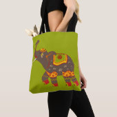 Feestelijke Olifant Groen Tote Bag (Dichtbij)