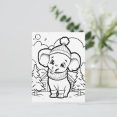 Feestelijke olifant kinder kleuring briefkaart (Staand voorkant)