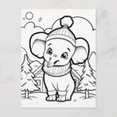 Feestelijke olifant kinder kleuring briefkaart (Voorkant)