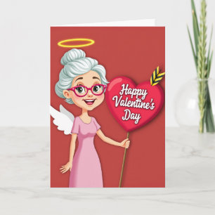 Feestelijke Oma Cupido Valentijnskaart Kaart
