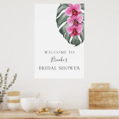 Feestelijke ontvangst bruidsfeest Roze orchideeën Poster (Keuken)