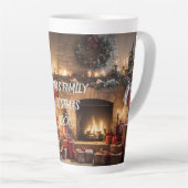 Feestelijke open haard - Kerstboom Magic! Latte Mok (Rechterhoek)