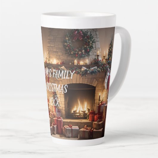 Feestelijke open haard - Kerstboom Magic! Latte Mok (Rechterhoek)