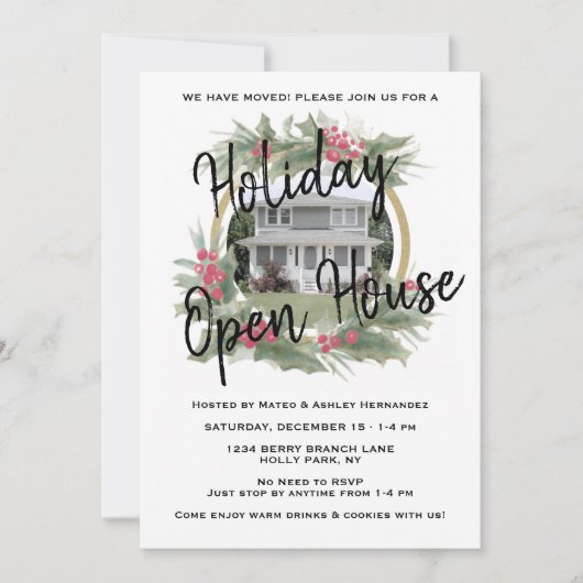 Feestelijke Open Huis | Kerst Huisinwarming Feest Kaart (Voorkant)