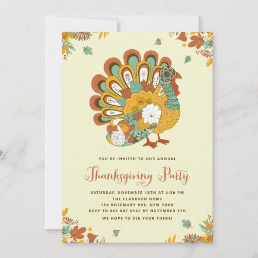 Feestelijke Oranje Bloemen Turkije Thanksgiving Pa Kaart (Voorkant)