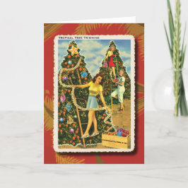Feestelijke Oranje Bomen Kerst Kaart