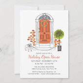 Feestelijke Oranje Deurhond Vakantie Open Huis Kaart (Voorkant)