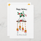 Feestelijke Oranje & Hulst Kerst Mobiel Feestdagenkaart (Voorkant / Achterkant)