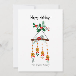 Feestelijke Oranje & Hulst Kerst Mobiel Feestdagenkaart