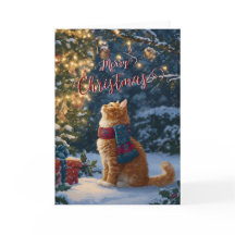 Feestelijke Oranje Kat Kerst Groet Vouwkaart