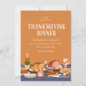 Feestelijke Oranje Thanksgiving Diner Kaart (Voorkant)