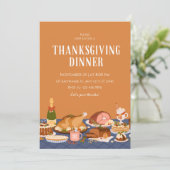 Feestelijke Oranje Thanksgiving Diner Kaart (Staand voorkant)