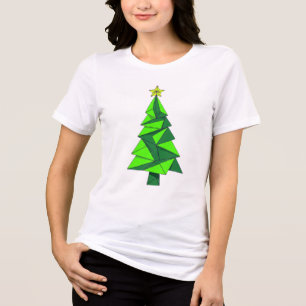 Feestelijke Origami Geometrische Kerstboom T-shirt