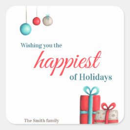 Feestelijke Ornament Cadeaus Kerst Vierkante Sticker