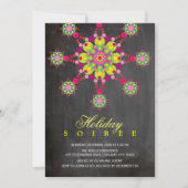 Feestelijke Ornament Chalkboard Holiday Party Uitn Kaart (Voorkant)