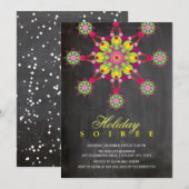 Feestelijke Ornament Chalkboard Holiday Party Uitn Kaart (Voorkant / Achterkant)