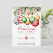 Feestelijke Ornament Swap Kerstfeest Kaart (Staand voorkant)