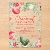 Feestelijke Ornament uitwisseling kerst Acryl Uitnodigingen (Voorkant)