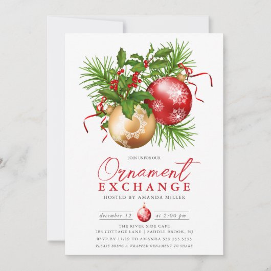 Feestelijke Ornament uitwisseling kerst Kaart (Voorkant)