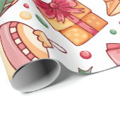 Feestelijke Ornamenten en ontbijtkoek Kerst Cadeaupapier (Rol Hoek)