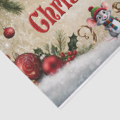 Feestelijke Ornamenten, Holly, & Cadeaus Vrolijk K Tissuepapier (Detail)