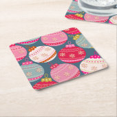 Feestelijke Ornamenten Kerst Kartonnen Onderzetters (Schuin)