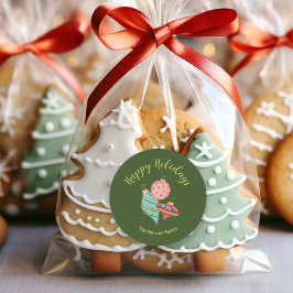 Feestelijke Ornamenten Kleurrijke Kerstenveloppe Ronde Sticker