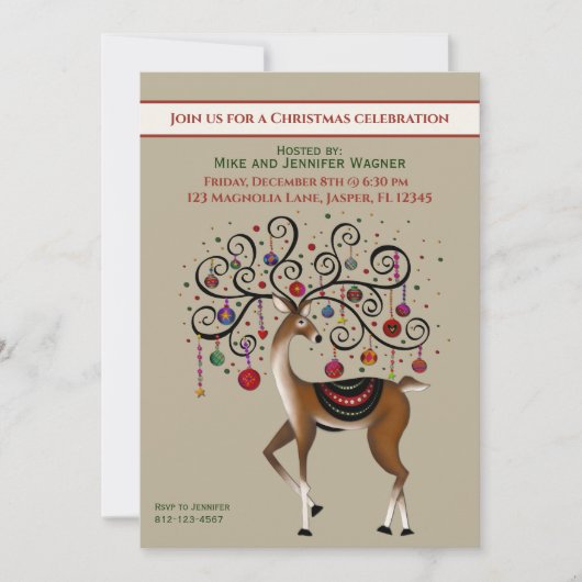 Feestelijke Ornamenten Rendier Fun Custom Christma Kaart (Voorkant)