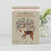 Feestelijke Ornamenten Rendier Fun Custom Christma Kaart (Staand voorkant)