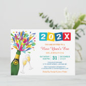 Feestelijke oudejaarsavond Bash Kleurrijke Confett Kaart (Staand voorkant)