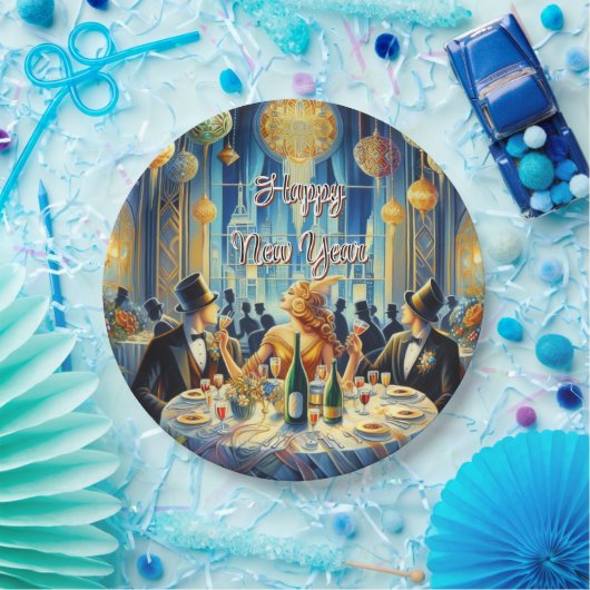 Feestelijke oudejaarsavond papier Bord (Feest)