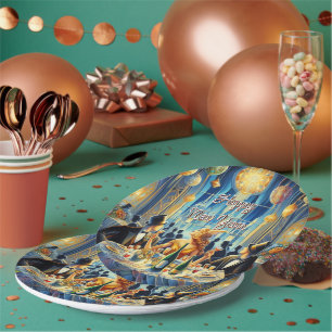 Feestelijke  oudejaarsavond papier Bord