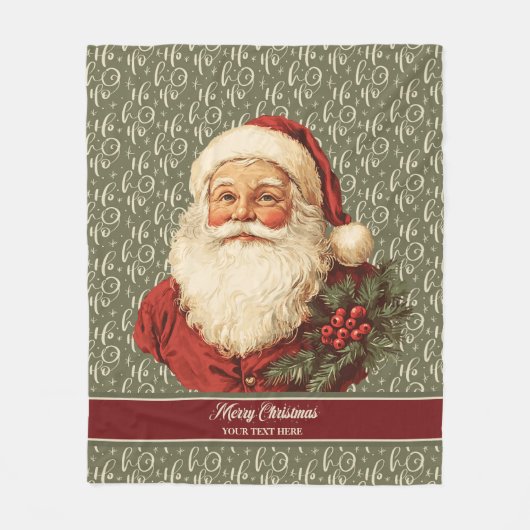 Feestelijke ouderwetse kerstman gezellige kerstwor fleece deken (Voorkant)