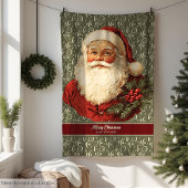 Feestelijke ouderwetse kerstman gezellige kerstwor fleece deken