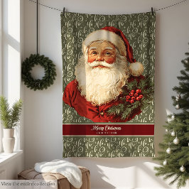 Feestelijke ouderwetse kerstman gezellige kerstwor fleece deken