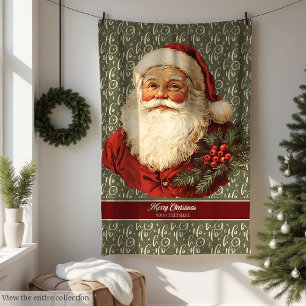 Feestelijke ouderwetse kerstman gezellige kerstwor fleece deken